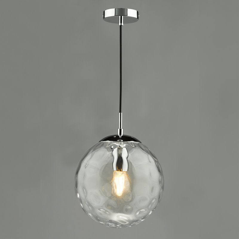 1 - Light Pendant, 170cm H x 25cm W x 25cm D, Polished Chrome/Clear