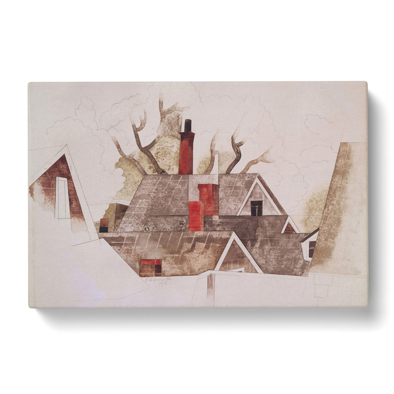 Red Chimneys by Charles Demuth - Wrapped Canvas Painting, 35cm H x 50cm W x 3cm D