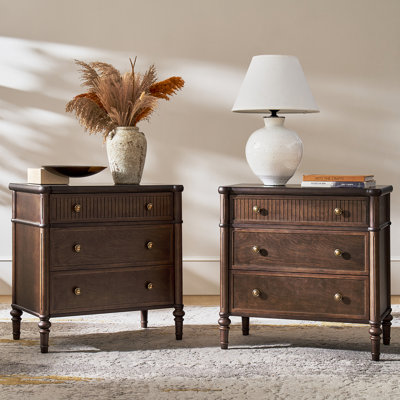 Kaybri 28" W 3-Drawer Nightstand with Power Outlets 