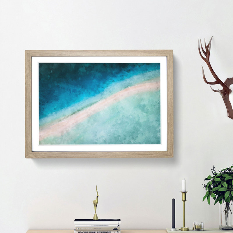 Kaafu Atoll Beach in the Maldives - Framed Print, Oak Framed, 45cm H x 63cm W x 2cm D