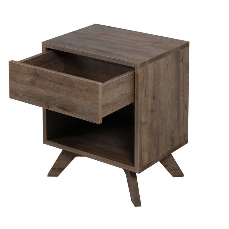 Silliman 48cm W Manufactured Wood Bedside Table, Distressed Oak