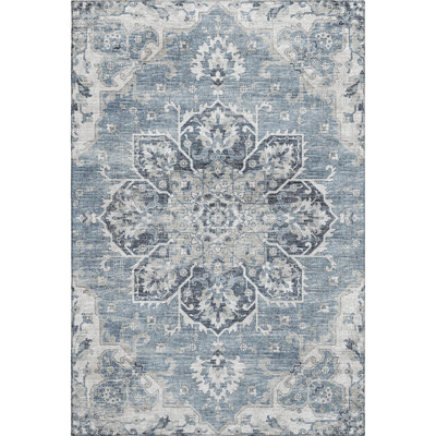 Premium Machine Washable Barayon AMF93 Blue Rug