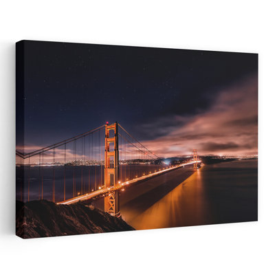 Starry Golden Gate Bridge, architecture contemporaine abstraite, impression d'art mural