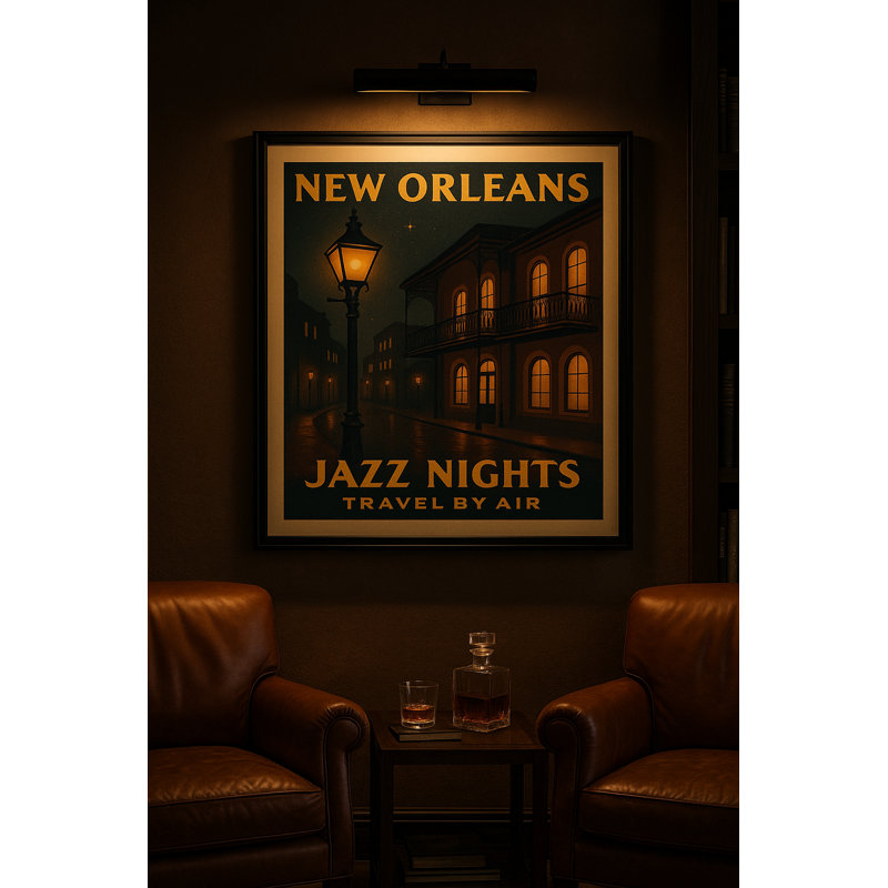 Tableau encadré « Soirées de jazz » par - Cadre noir