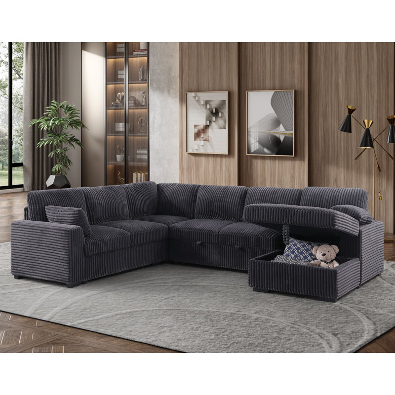 Oversized U-Shaped Sectional Sofa Bed with Storage Chaise