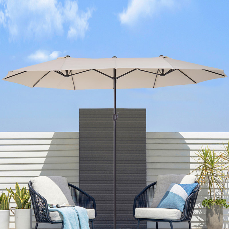 Rulo 15.75 " W Rectangular Market Umbrella with Crank Lift
