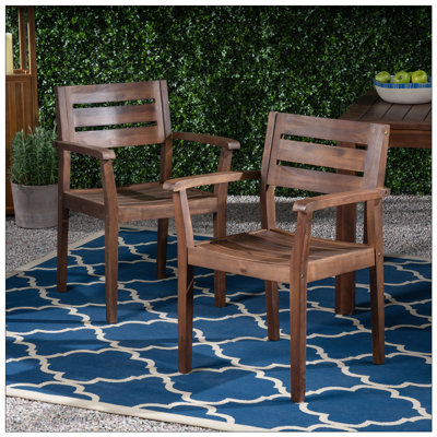 STAMFORD Acacia Wood Patio Armchair Set, Weather-Resistant And Comfortable Outdoor Seating For Backyard And Garden