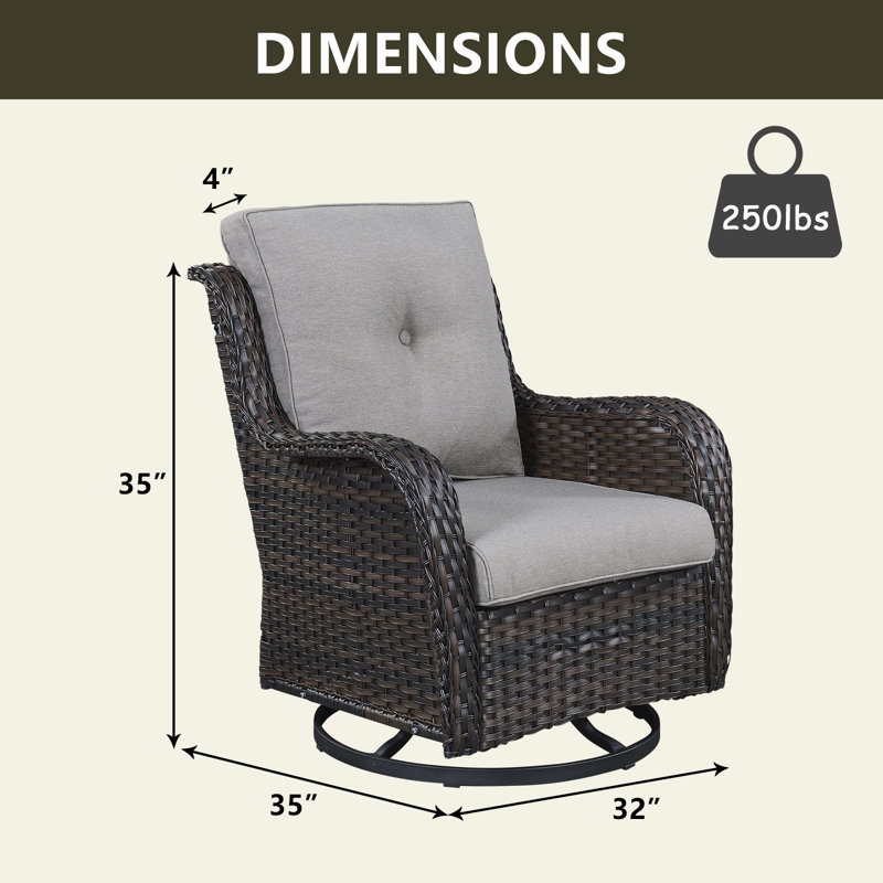 Tonry Wicker Outdoor Lounge Chair, Light Grey Frame/Navy Cushion, Beige