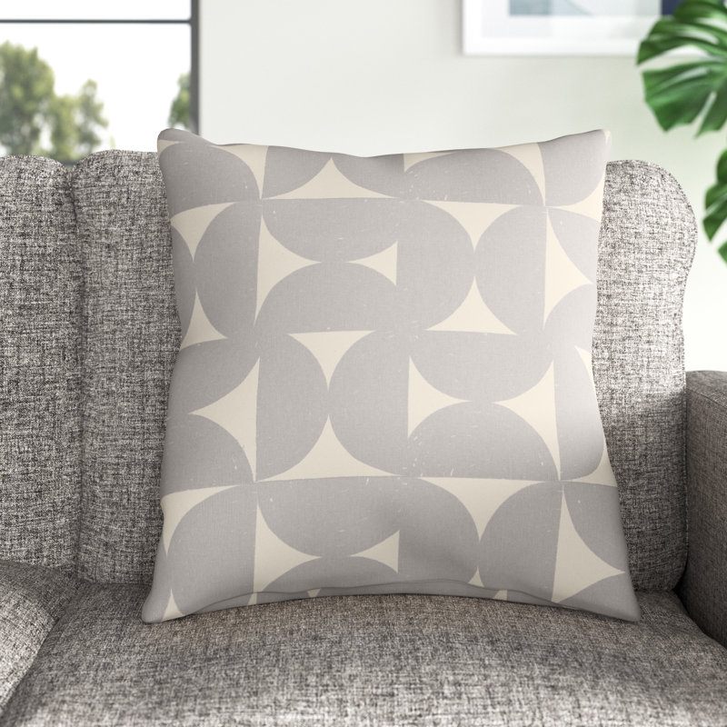 Housse de coussin Saritha Natur, Gris moyen / beige, 18 po x 18 po