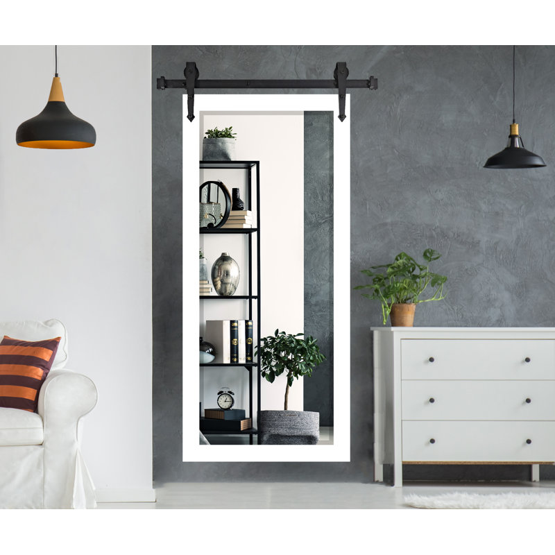 Neace Flat Wall Mirror, Satin White, 77" H x 31" W