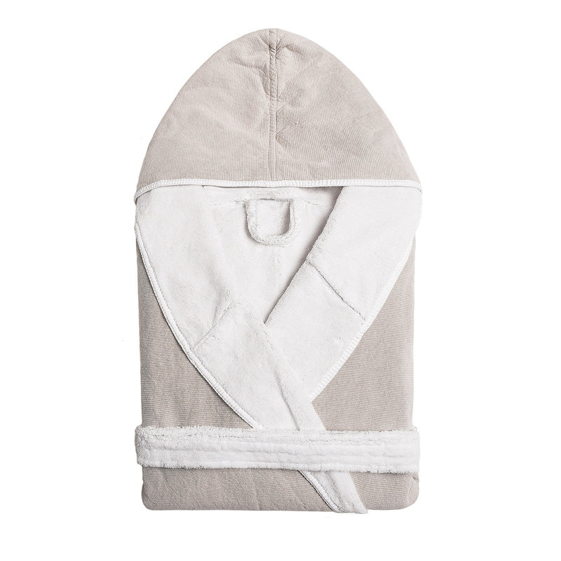 100% Cotton Girl / Woman+ Mid-Calf Bathrobe with Pockets and Hood, Mustard, L