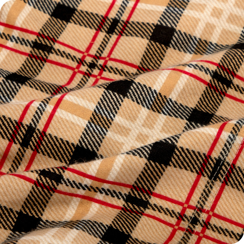 Flannel Machine Woven Plaid Sheet Set, Twin XL Sheet Set with 1 Pillowcase, Red Lodge Stirling Plaid