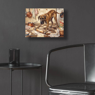  'Great Dan In The Kitchen' by Rich Monet Acrylic Glass Wall Art, 16" x 12"
