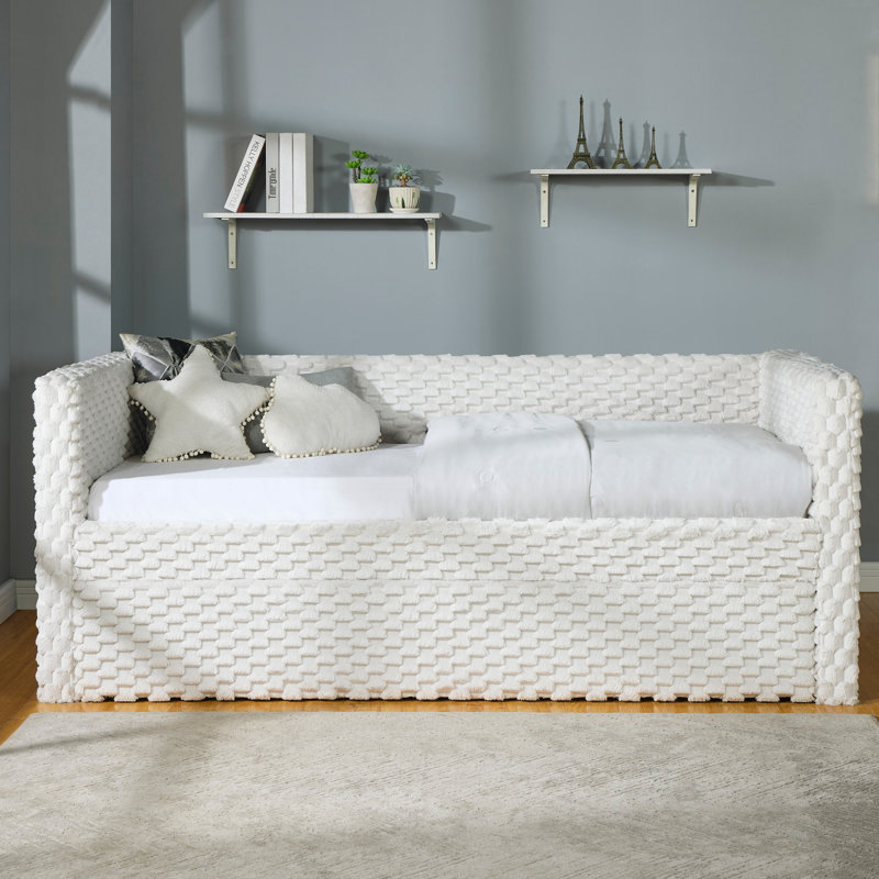 Magnifique lit de jour moderne avec accoudoirs gigognes 1 pièce, Blanc