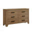 1pc Walnut Colour Six Drawers Dresser Black Bar Pulls Transitional Style Bedroom Metal Centre Glide