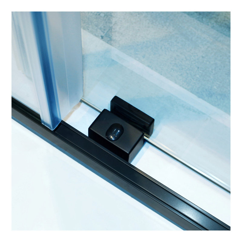 Semi-Frame Single Sliding Shower Door, 304 Stainless Stee, 5/16" (8mm) Thick SGCC Tempered Clear Glass., Matte Black