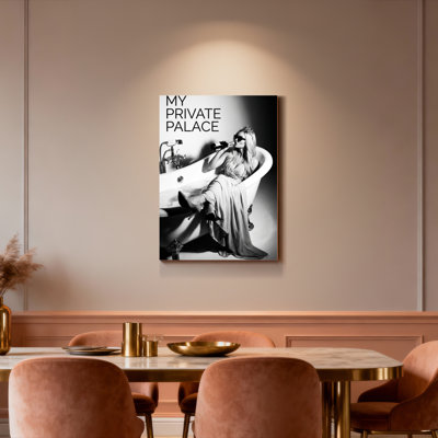 «My privé Palace», femme en noir et blanc dans une baignoire, reproduction d'art sur toile tendue sur toile, ensemble de 1