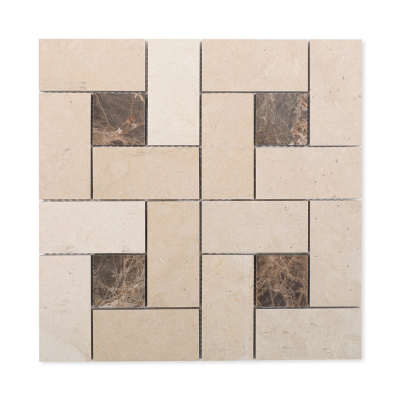 Carreau de mosaïque en marbre à tissage carré 6 pouces Adolif, 5 feuilles, 4,8 pieds carrés
