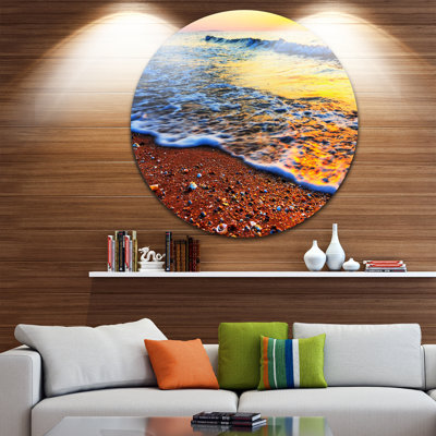 « coucher de soleil réfléchissant en vagues blue », reproduction de photo sur métal