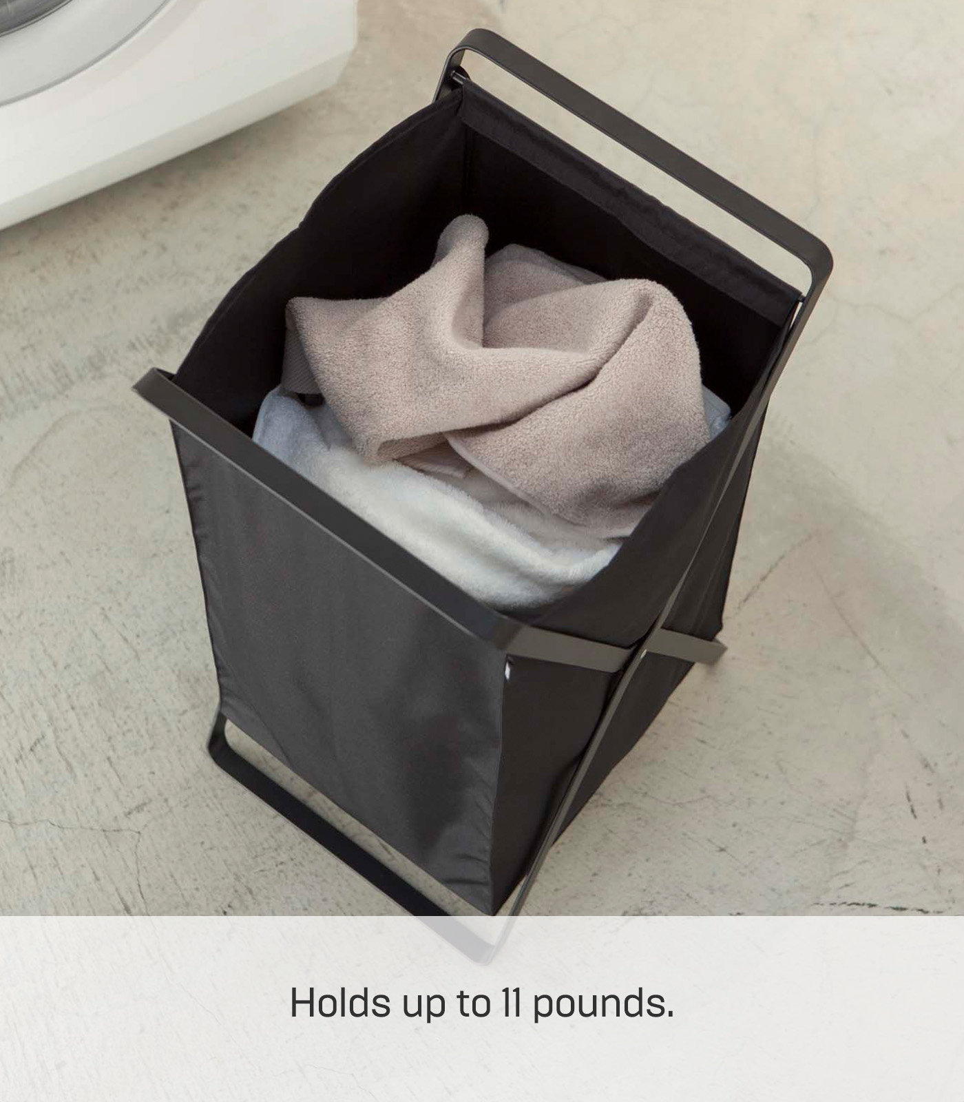 Yamazaki Home Steel Laundry Basket, Black, Tall (25.2" H x 11.81" W x 14.17" D)