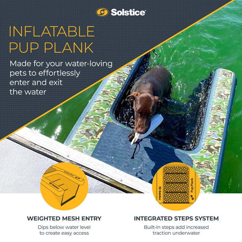 Solstice Original Inflatable Pup Plank Dog Float Floating Ramp Ladder for Pools