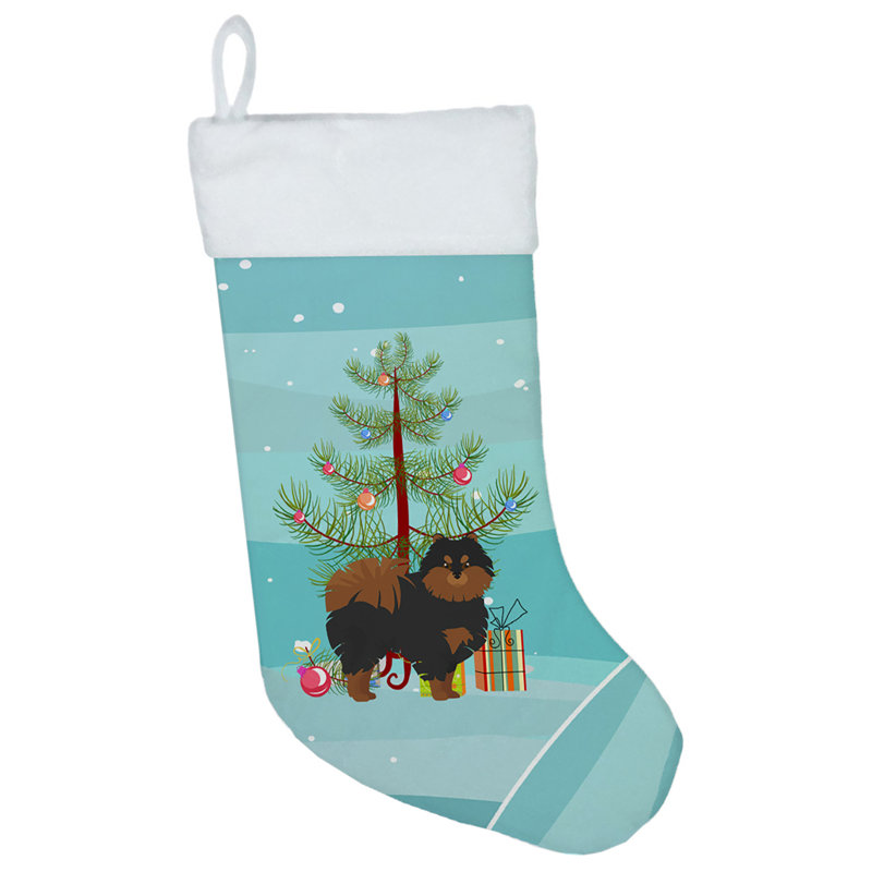 Chaussette de noël joyeux de noël, Loulou de Poméranie noir