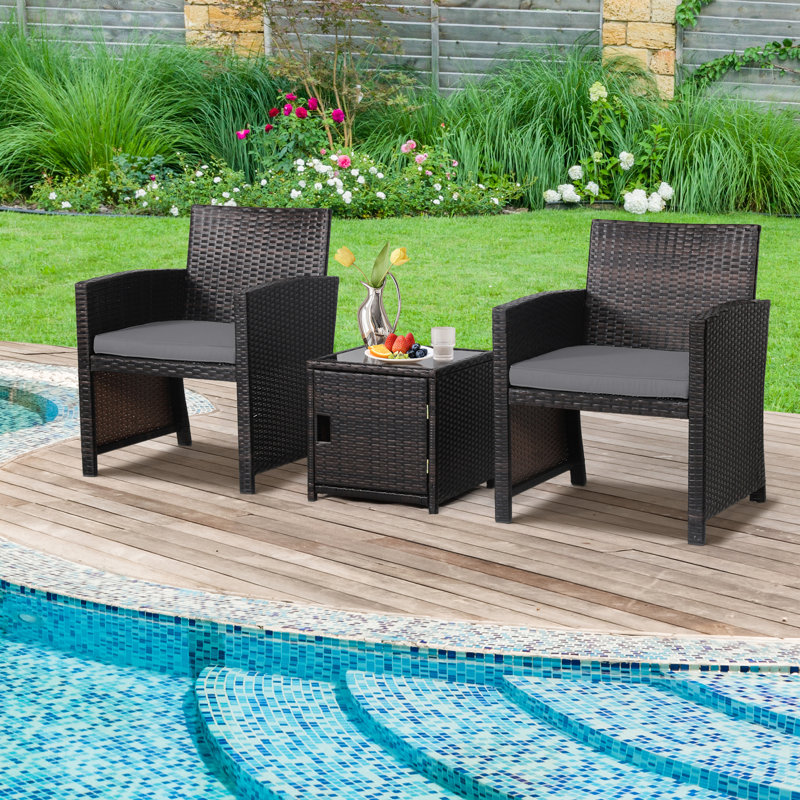 Ele 2 - Person Patio Conversation Set with Cushions, Gray