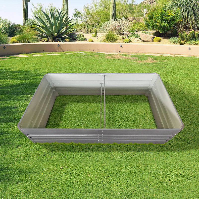 Metal Raised Garden Bed, 11.81" H X 70.87" W X 35.43" D, Gray