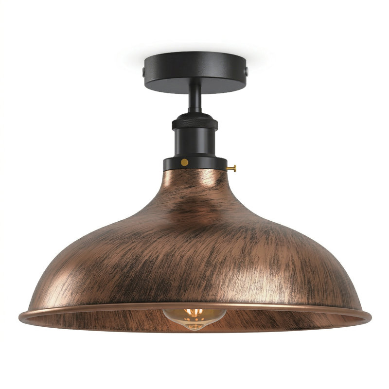 Semi Flush Mount, Brushed Copper, No