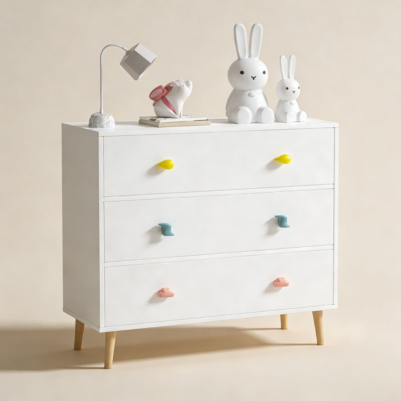 Kids 3 Drawer Dresser, Baby Nightstand for Bedroom, Storage Cabinet for Toddler Child for Living Room, Toddler Room, Nursery, Closet