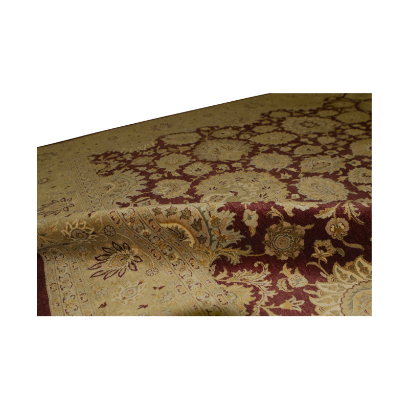 Tapis beige et vin de haute qualité noué à la main