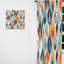 Symphonie botanique orange et bleu Elisabette IV - rideau en velours moderne - obscurcissant - 1 panneau-27010974