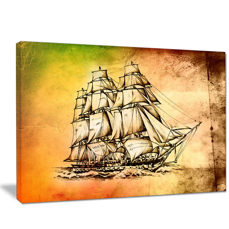 «Large Antique Moving Boat», impression, H 8 po x l 12 po x P 1 po, Toile tendue