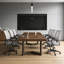 Table de conférence pour 6 personnes en bois massif avec 6 chaises de bureau ergonomiques-447011366
