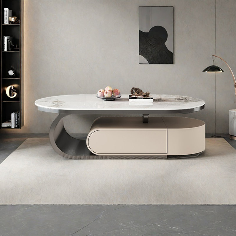 Table basse moderne simple ovale, H 16,5 po x L 51,2 po x l 27,6 po