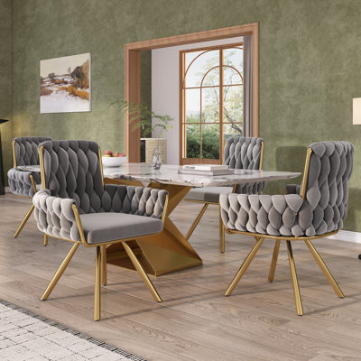 Avakate 46cm H Velvet Upholstered Metal Armchair
