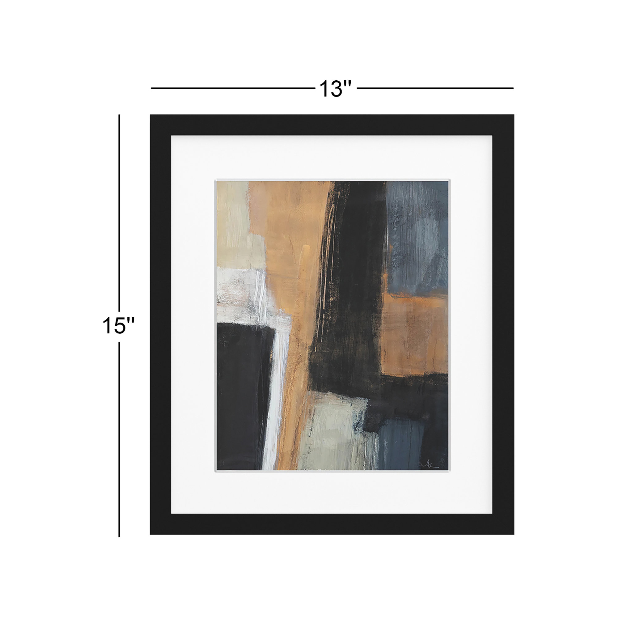 Metallic Slate I by Casa Fine Arts, 15" H x 13" W x 1.25" D, Black Matted Picture Framed