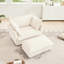 Fauteuil rembourré avec grand - crème, design élégant, assise confortable en chenille crème confortable, coussins de dossier haut, élégant