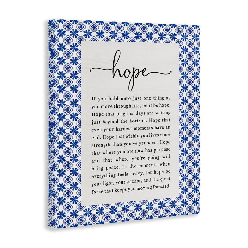 Espoir pour les jours plus brillants, toile par lettrée et doublée, H 48 po x l 36 po