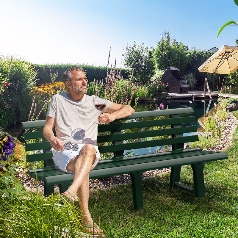 Clero Plastic Outdoor Bench, Green