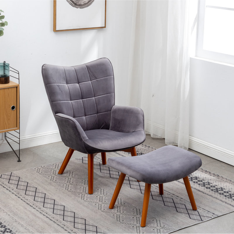 Fauteuil d'appoint pliable en velours gris assorti, Gris