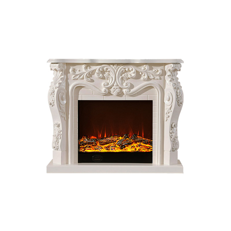 White Solid + Manufactured Wood Electric Fireplace, White