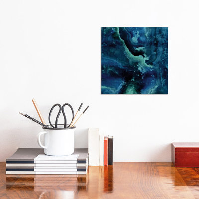 Stone With Blue And Green by Danielle Carson - Wrapped Canvas Painting