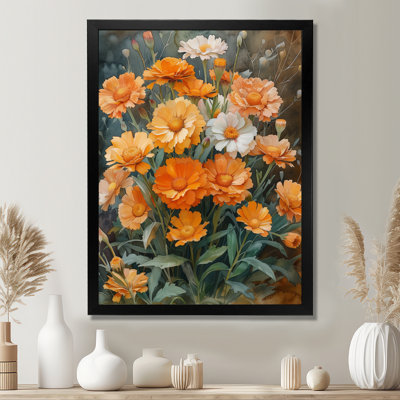 Décoration murale orange et vert parfumée «souci» jardin III - souci