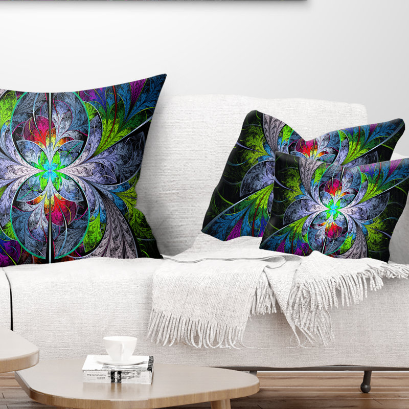 Coussin lombaire en verre coloré abstrait fractal