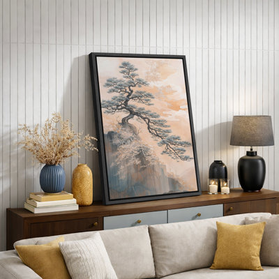 Œuvre de paysage de pin japonais, photos de salon, impression sur toile encadrée