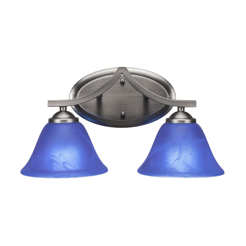 Zilo 2 Light Bath Bar Shown In Graphite Finish With 7" Blue Italian Glass, Blue Italian, Graphite