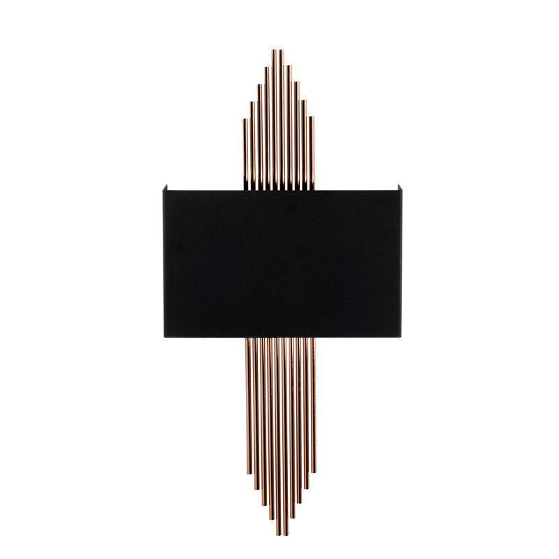 Lampe murale moderne avec corps en métal, finition noire et cuivre, 29,5 po x 3,9 po x 8,7 po | Douille E27, 40 W maximum | Conception polie, indice de protection IP20 | Idéal pour les décorations contemporaines et les solutions d'éclairage de fantaisie