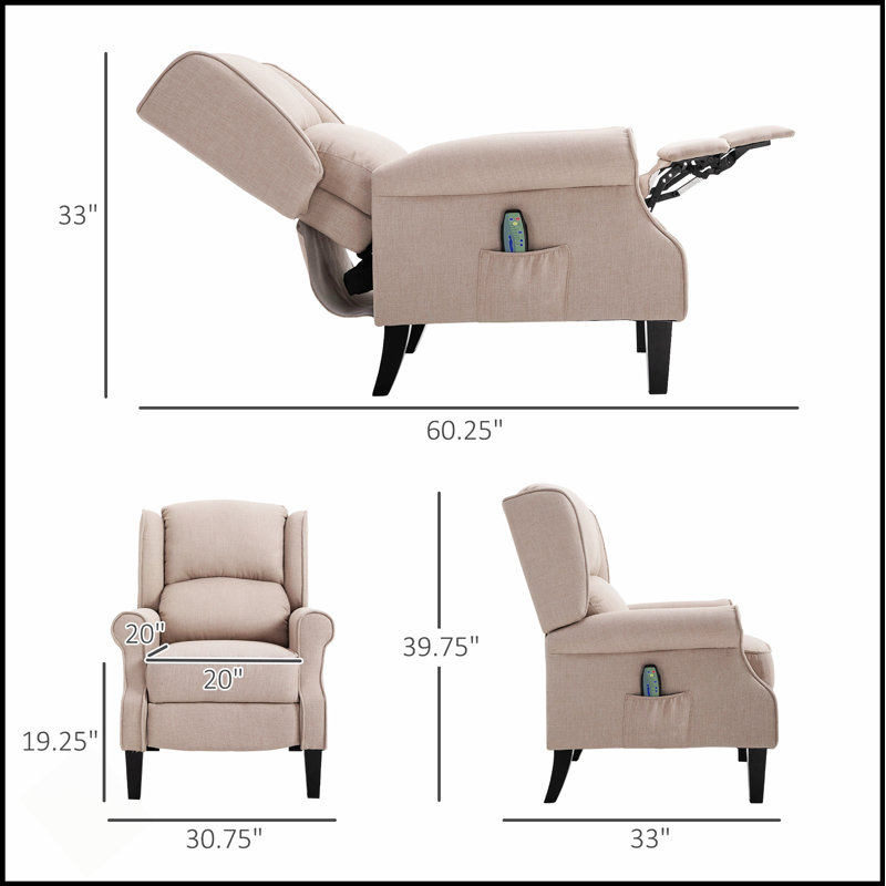Luxueux canapé inclinable à massage avec chaleur, télécommande pour une détente et un confort ultimes, beige