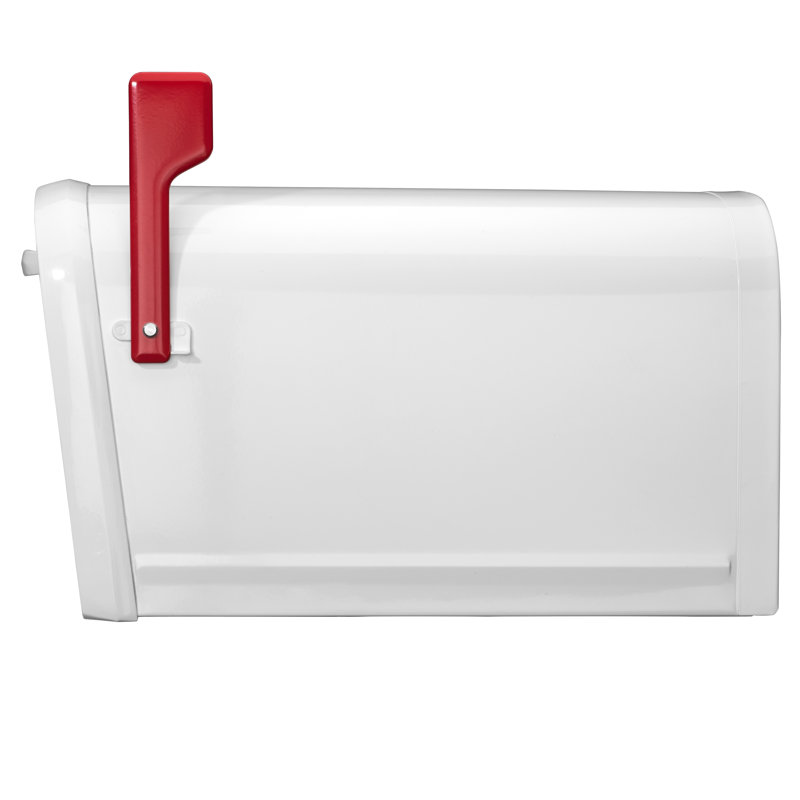 Large White Steel Lockable Post Mount Mailbox